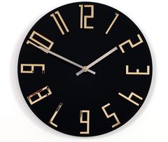 Модерен стенен часовник SLIM Матово черно