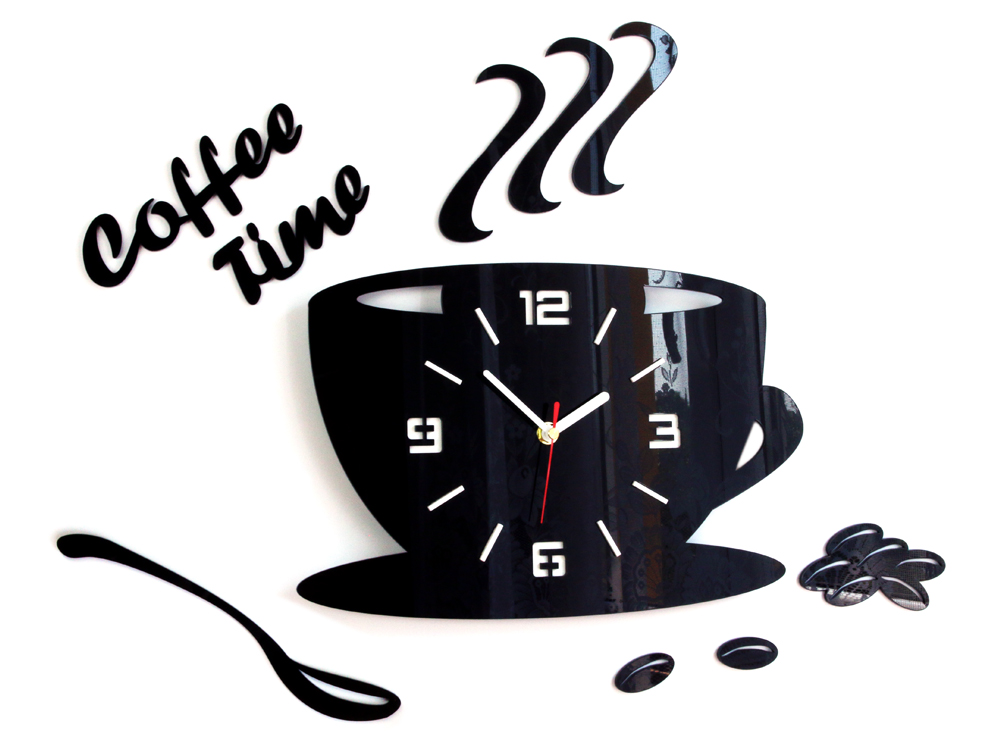 Модерни стенни часовници COFFE TIME 3D BLACK NH045-black