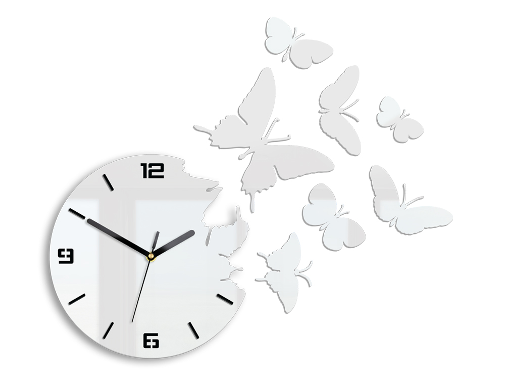 Модерен стенен часовник BUTTERFLIE 3D WHITE NH049