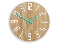 Дървен стенен часовник SLIM White-Menthol