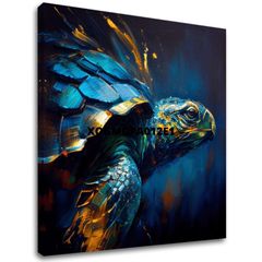 Декоративна живопис върху платно - PREMIUM ART - Green Turtle Odyssey | 100x100 cm