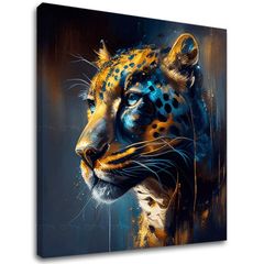 Декоративна живопис върху платно - PREMIUM ART - Jaguar's Grace in the Wild | 100x100 cm