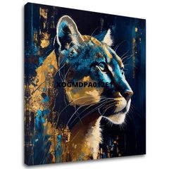 Декоративна живопис върху платно - PREMIUM ART - Silent Puma's Gaze | 100x100 cm