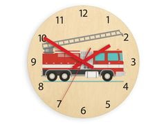 Детски часовник за стена Пожарна кола