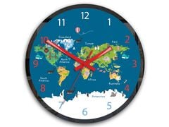Детски стенен часовник Карта на света