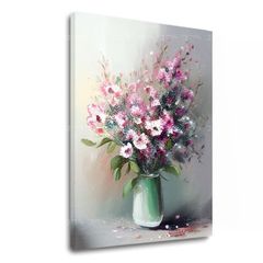 Дизайнерска декорация върху платно Флорална фантазия във ваза 40x50 cm