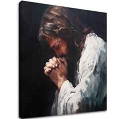 Исус в молитва | рисувано с акрил и златни листове