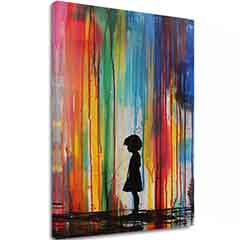 Изображение RAINBOW SILHOUETTE върху платно | Рисувана структура