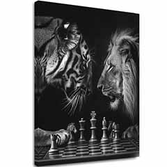 Изображението на платното Лъв и тигър - Стратегия за шах