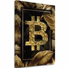 Изображението върху платно Golden BITCOIN - Modern Cryptomotive