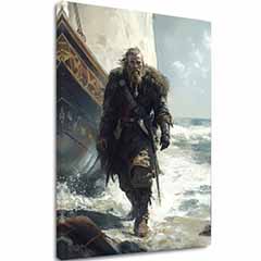 Изображението върху платно Викинг на брега - исторически мотив