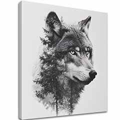 Картина на платно Wolf View - Модерен черно-бял мотив