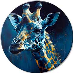 Кръгли картини с акрил Нощна жирафска аура | различни размери