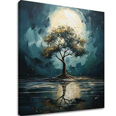 Модерен декор за стена Дърво на лунната нощ - PREMIUM ART