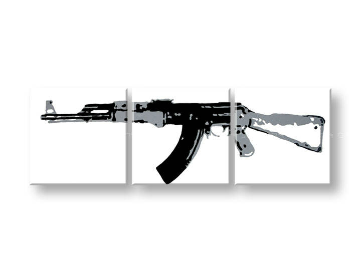 Картини за стена Pop Art Kalashnikov 3 части 