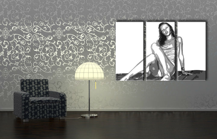 Картини за стена Pop Art Kate Moss 3 части 