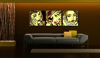 Ръчно рисувана картина POP Art LICHTENSTEIN 3 парчета li6 | различни размери