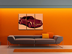 Ръчно рисувана картина POP Art PORSCHE 911 3 броя пор | различни размери