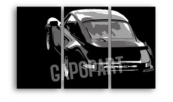 Ръчно рисувана картина POP Art PORSCHE 911 3 парчета por4 | различни размери