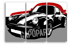 Ръчно рисувана картина POP Art PORSCHE 911 3 парчета por5 | различни размери