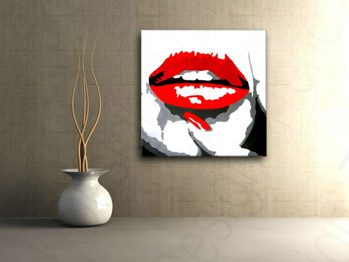 Ръчно рисувана картина POP Art RED LIPS 1 парче мунд | различни размери