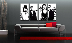 Ръчно рисувана картина POP Art U2 в черно 4 броя U22 | различни размери