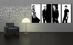 Ръчно рисувана картина POP Art U2 в черно 4 парчета U2 | различни размери