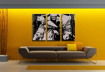 Ръчно рисувана POP Art картина Убиец с жълти очи 3 броя Kwye | различни размери