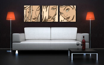 Ръчно рисувана POP Art живопис LICHTENSTEIN 3 парчета li2 | различни размери
