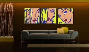 Ръчно рисувана POP Art живопис LICHTENSTEIN 3 парчета li5 | различни размери