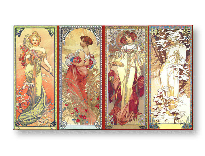 Картини на платно ЧЕТИРИТЕ ГОДИШНИ ВРЕМЕНА - 1 част Alfons Mucha