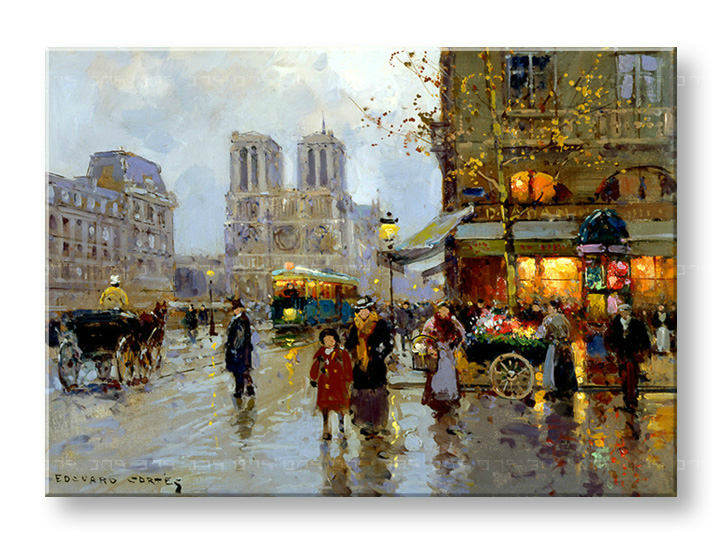 Картини на платно PLACE SAINT-MICHEL ET NOTRE DAME - Edouard Leon Cortes